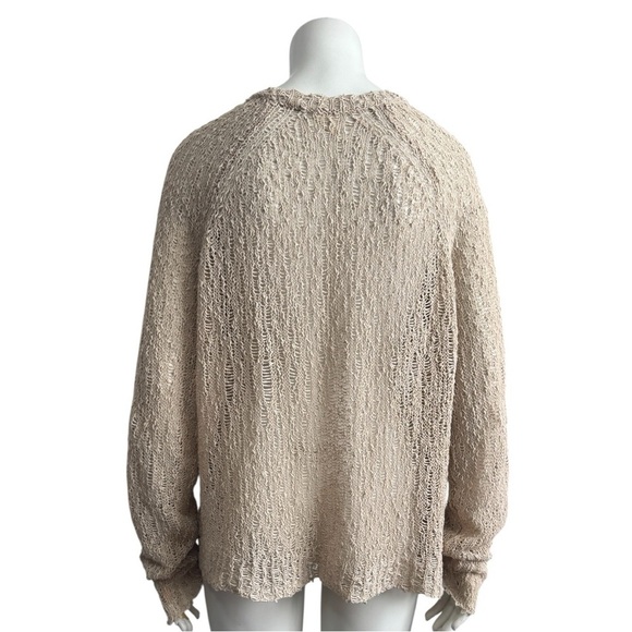 Eileen Fisher Organic Cotton Sweater | Neutral Oatmeal | Open Knit | Women Large - Picture 8 of 12